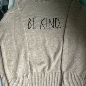 Rae Dunn Women’s Be Kind Tan Sweater Size Large